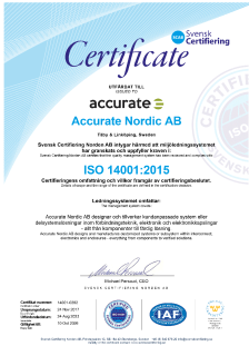 ISO 14001 Miljöcertifikat för Accurate Nordic